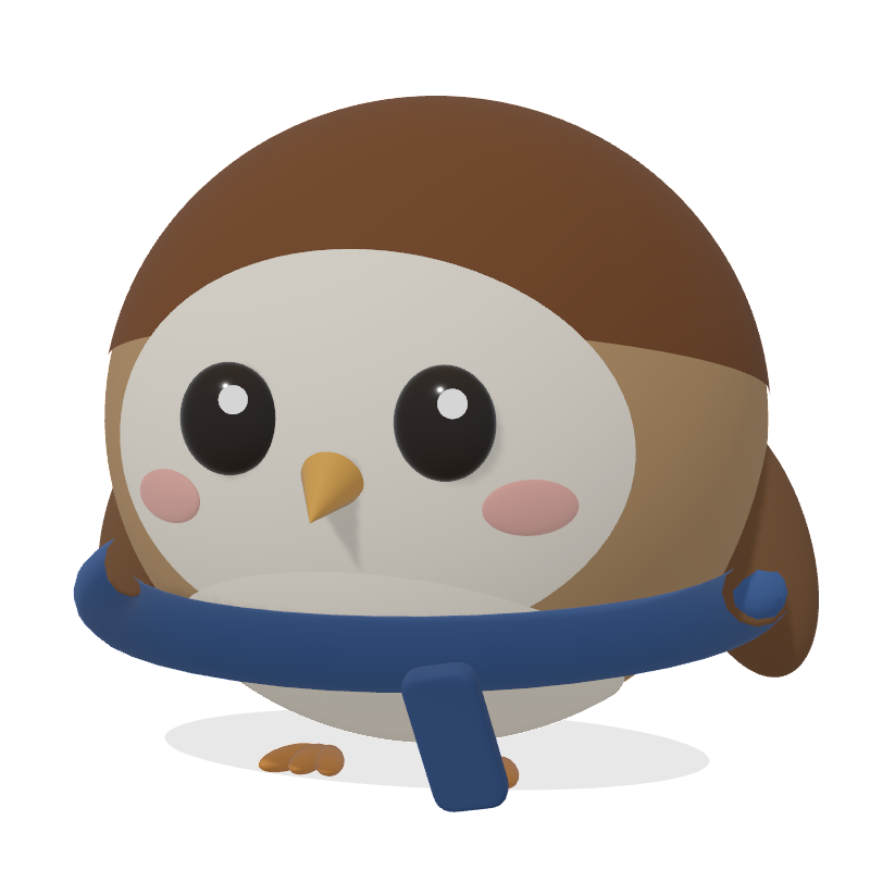 Pip, a round little sparrow in a blue scarf